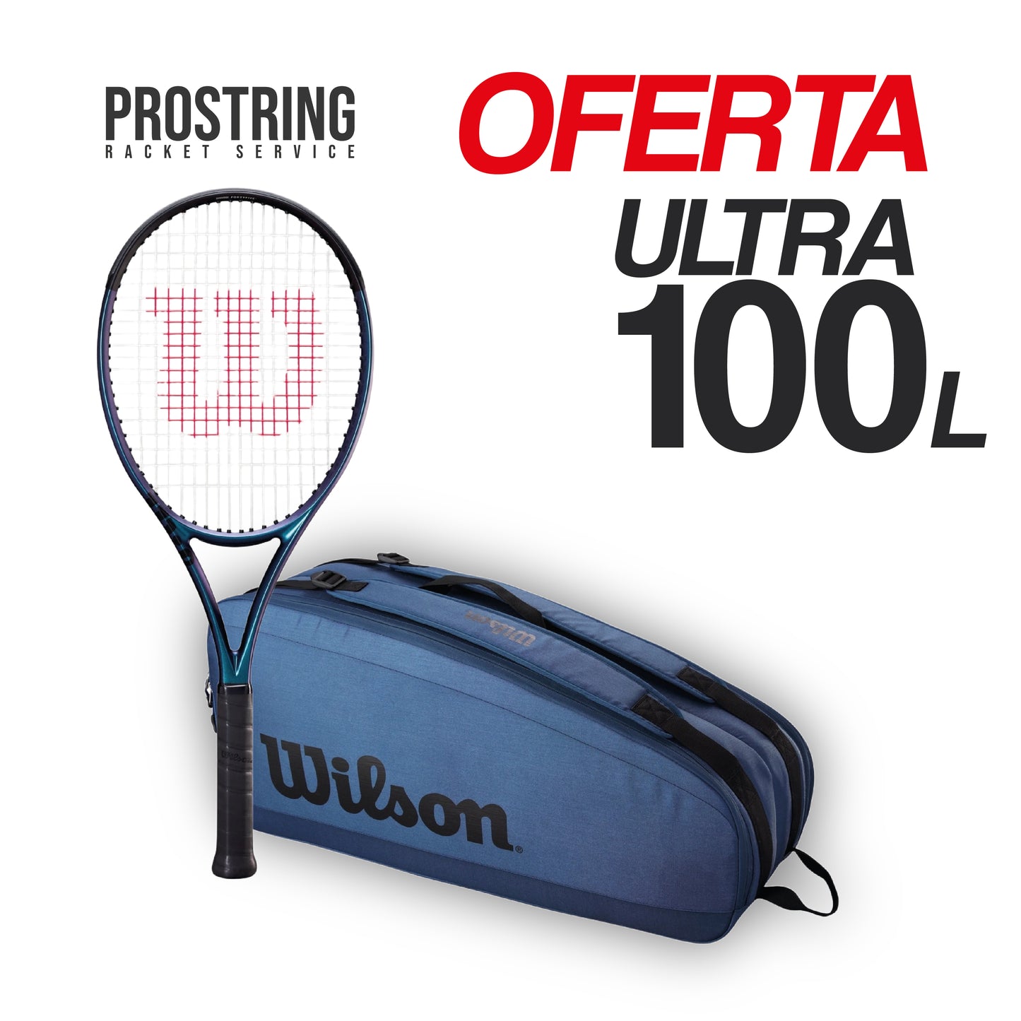 Pack Raqueta Wilson Ultra 100 L + Raquetero de 6